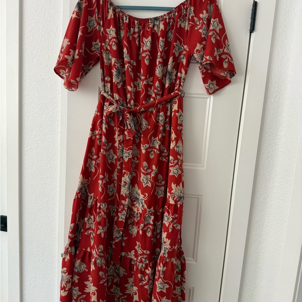 West Kei Red and White Puff Sleeve Sundress